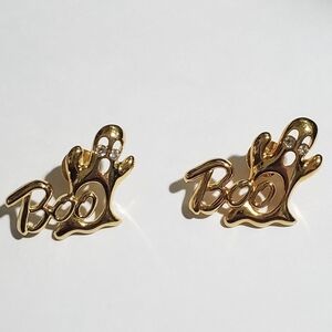 VTG 2 Ghost BOO Avon Brooches Twins keep & share Best friends Goldtone Halloween